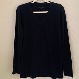 Tommy Hilfiger Cotton V-Neck Long Sleeve Navy Men’s Sweater Size S P